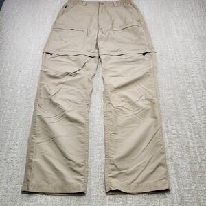 LL Bean Convertible Pants Men Small No Fly Zone Zip Off Performance Beige Cargo